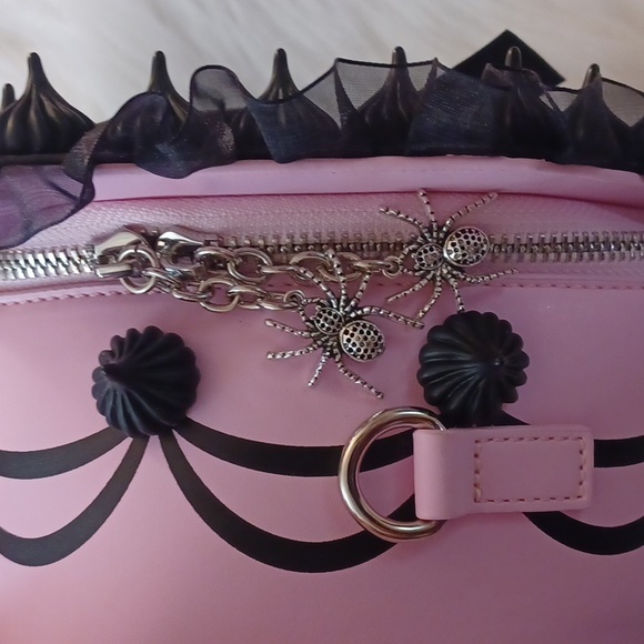 DOLLSKILL WIDOW FROSTED FARWELLS COFFIN BACKPACK REMOVEABLE STRAPS SPIDER CHARMS - Picture 10 of 12